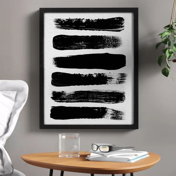 'Paint Strokes Black and White Abstract' Picture Frame Graphic Art Print on Canvas | Wayfair North America