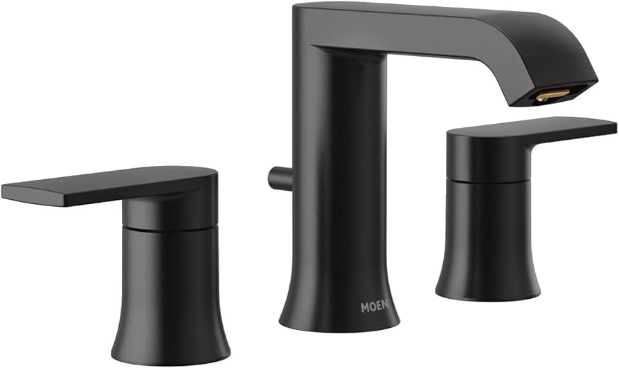 Moen T6708BL Genta LX Two Handle Widespread Modern Bathroom Facuet Valve Required, Matte Black | Amazon (US)