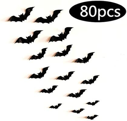 Fashionwu 3D Bats Stickers, Halloween Party Supplies Waterproof Scary Bats Wall Decals DIY Home W... | Amazon (US)