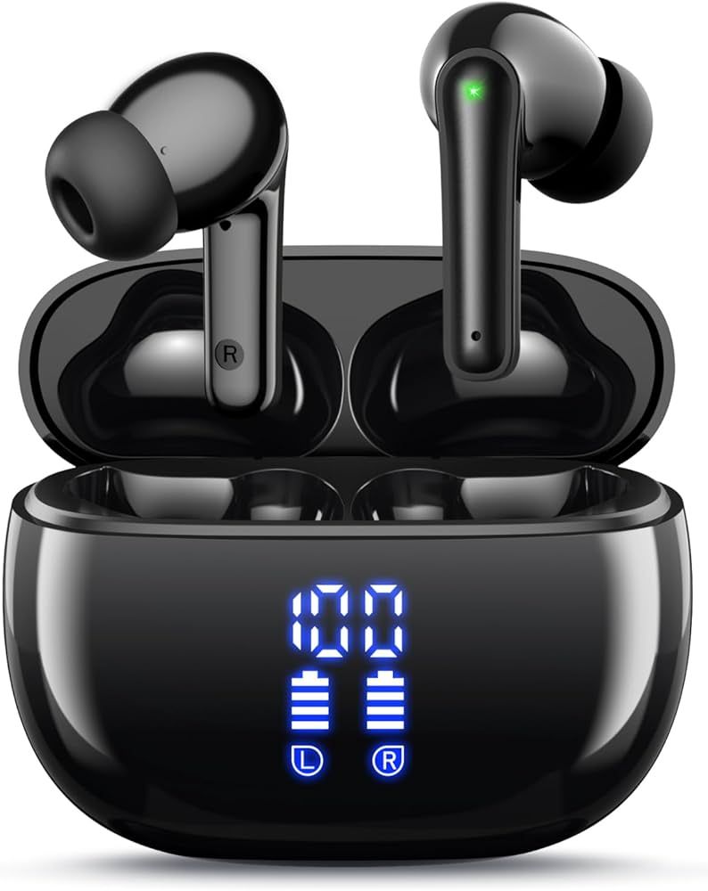 YAQ Wireless Earbuds Bluetooth Headphones, 40H Playtime Stereo IPX5 Waterproof Ear Buds, LED Powe... | Amazon (US)
