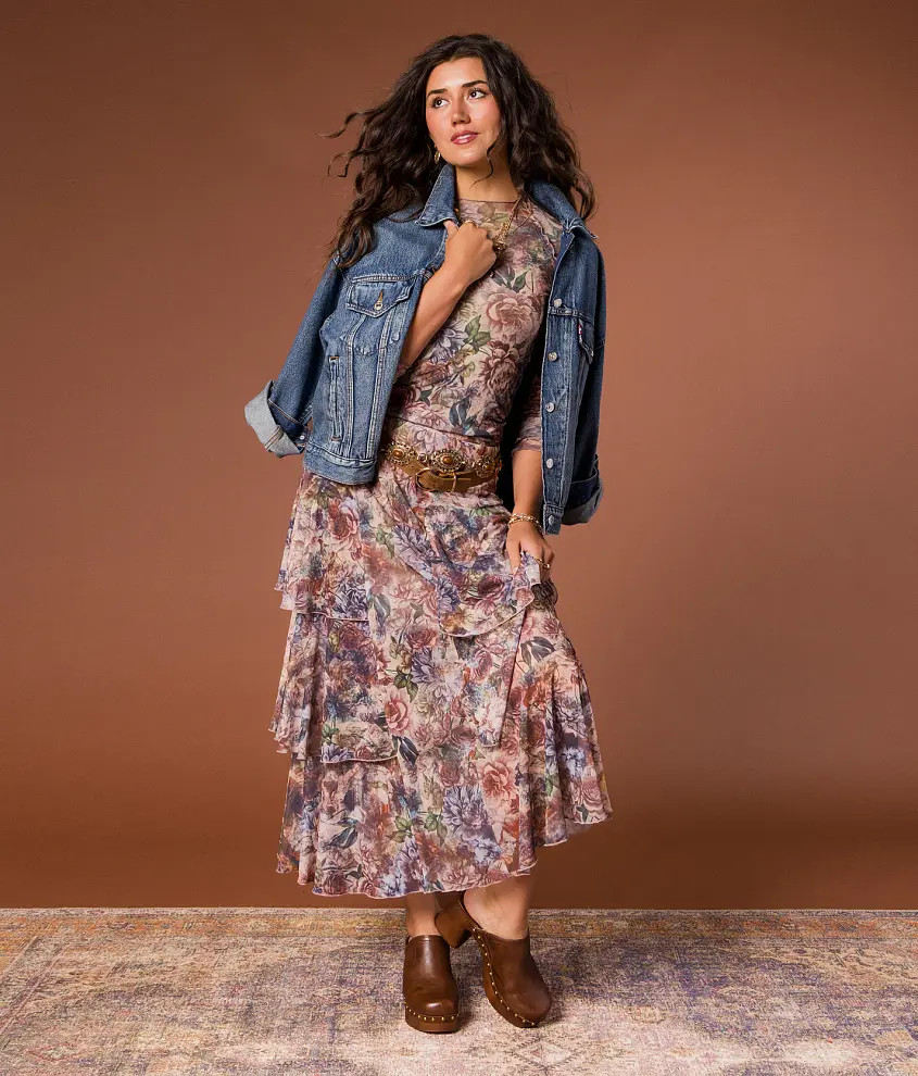 Floral Tiered Ruffle Maxi Skirt | Buckle