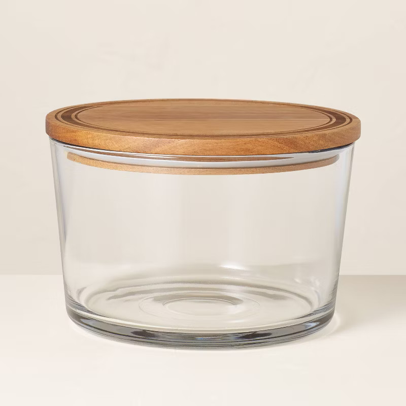 104oz Glass Serve Bowl with Wood Lid - Hearth & Hand™ with Magnolia | Target