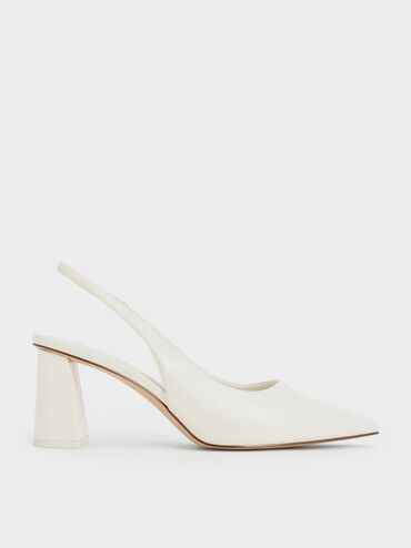 Trapeze Heel Slingback Pumps
 - White | Charles & Keith UK