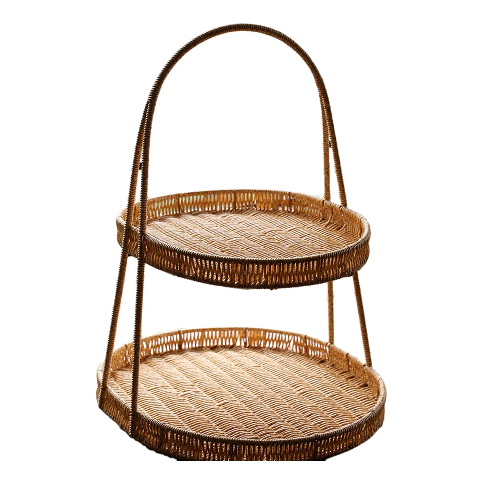 jicheng Fruit Basket 2 Layer Handmade Fruit Plate Tray for Birthday Bathroom Kitchen Light brown | Walmart (US)