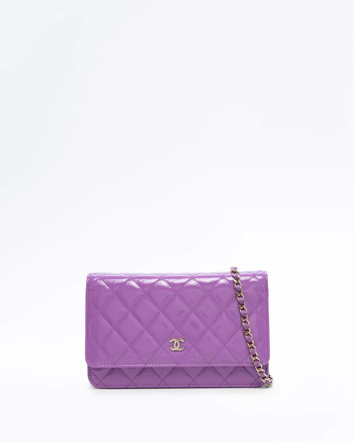 Patent Quilted Wallet On a Chain | Vivrelle