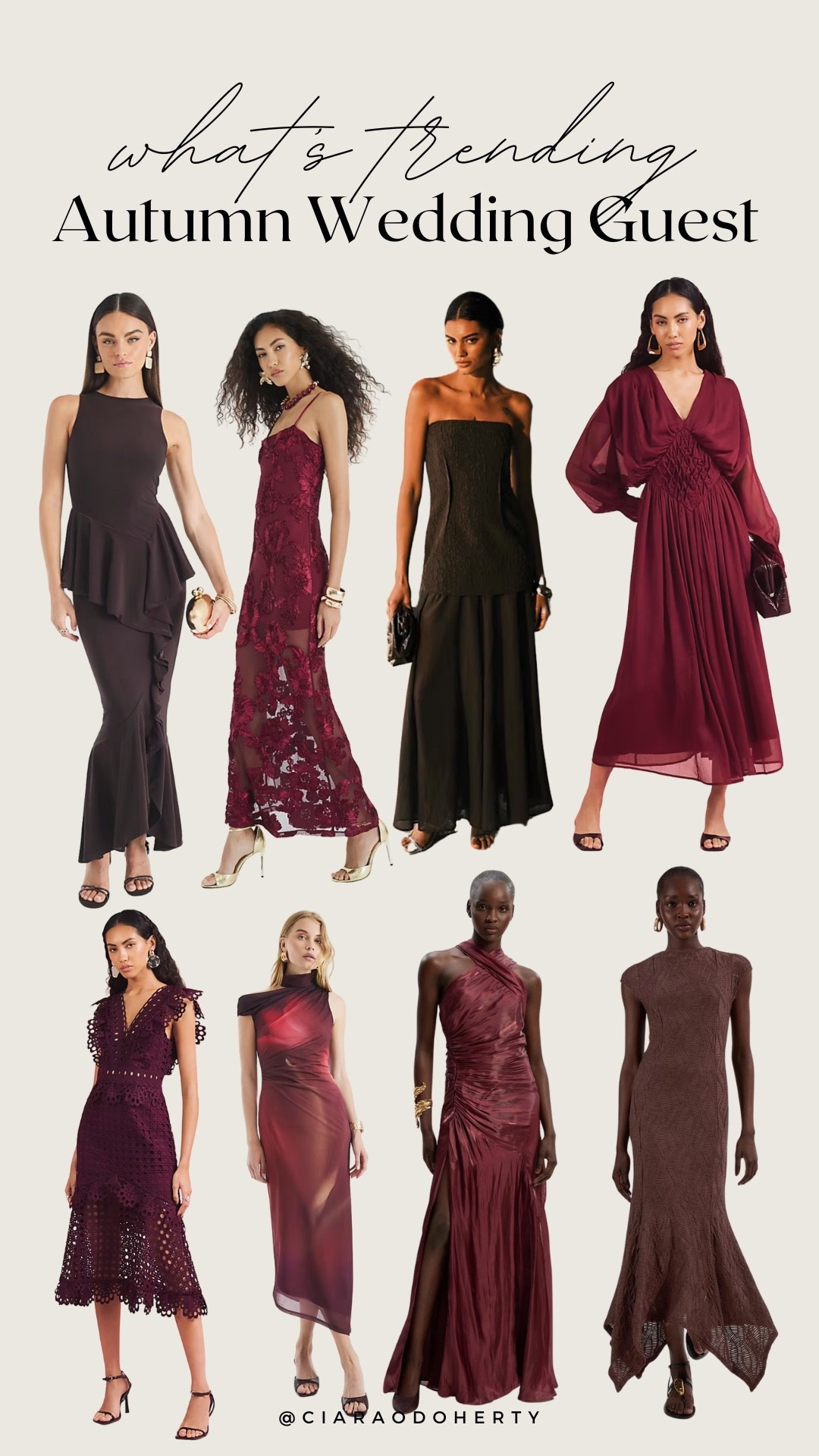What’s trending: Autumn Wedding Guest 
Brown Dress, burgundy dress, lace dress, wedding guest dress, occasion wear 

#LTKireland #LTKeurope #LTKwedding