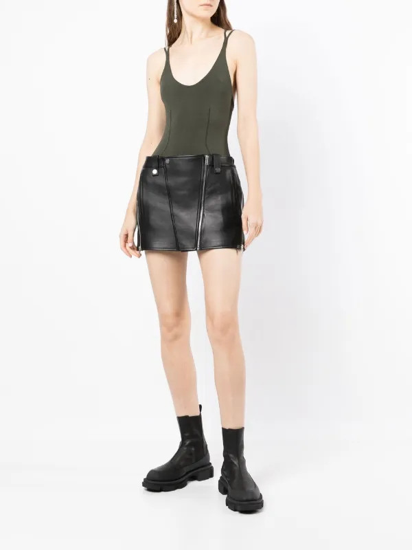 Biker leather mini skirt | Farfetch Global