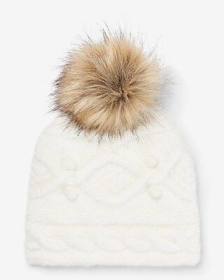 Cozy Cable Knit Pom Beanie | Express