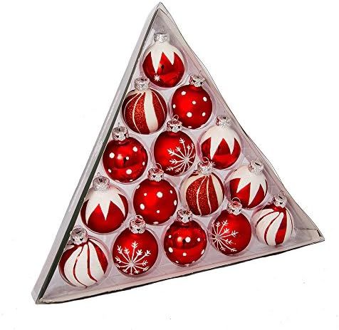 Kurt S. Adler C1852 Kurt Adler 1.57-Inch Red/White Decorated Glass Ball Ornament Set of 15, 15 Co... | Amazon (US)