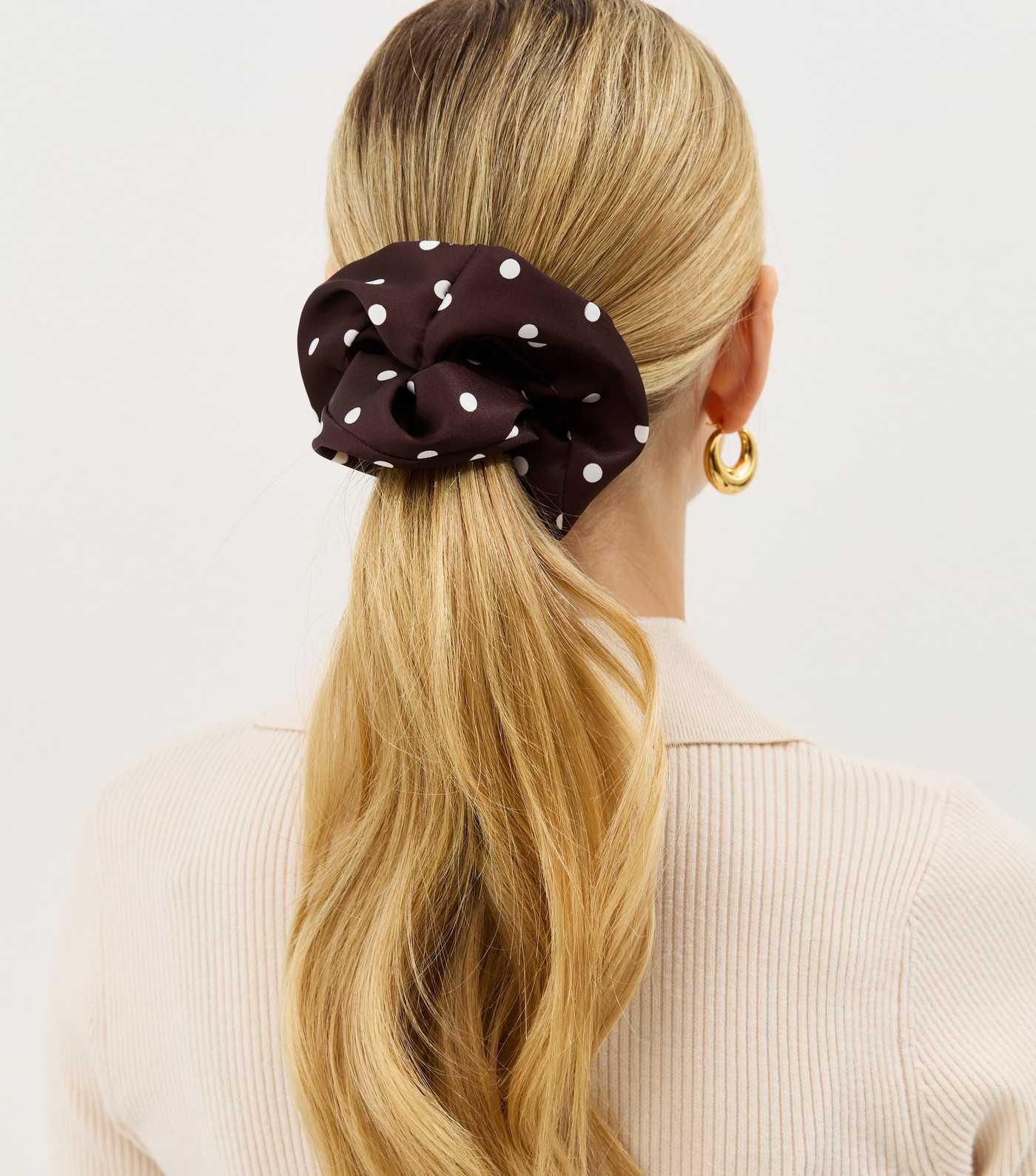 Brown Polka Dot Satin Scrunchie | New Look | New Look (UK)