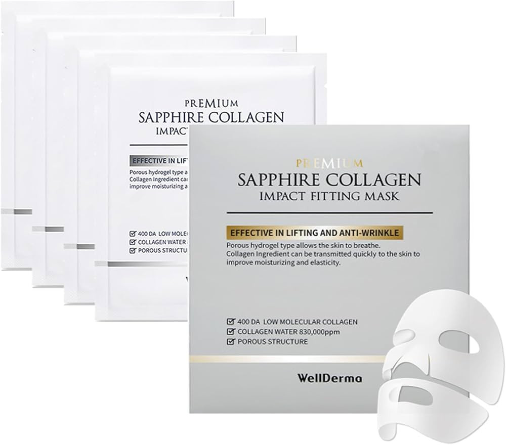 WELLDERMA Sapphire Premium Collagen Impact Fitting Mask 4 EA - Korean Face Sheet Mask for rough a... | Amazon (US)