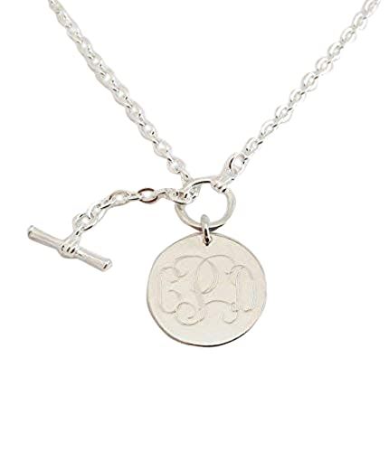 Monogram Sterling Silver Toggle Necklace Personalized | Amazon (US)