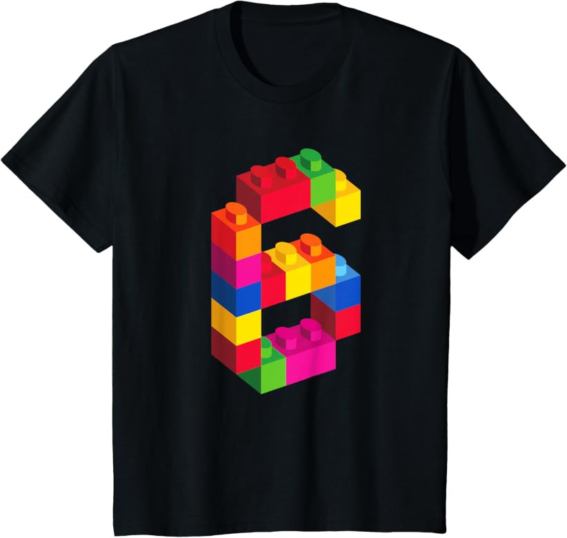 6 Year Old Building Blocks Birthday Bricks 6th Gift T-Shirt | Amazon (US)