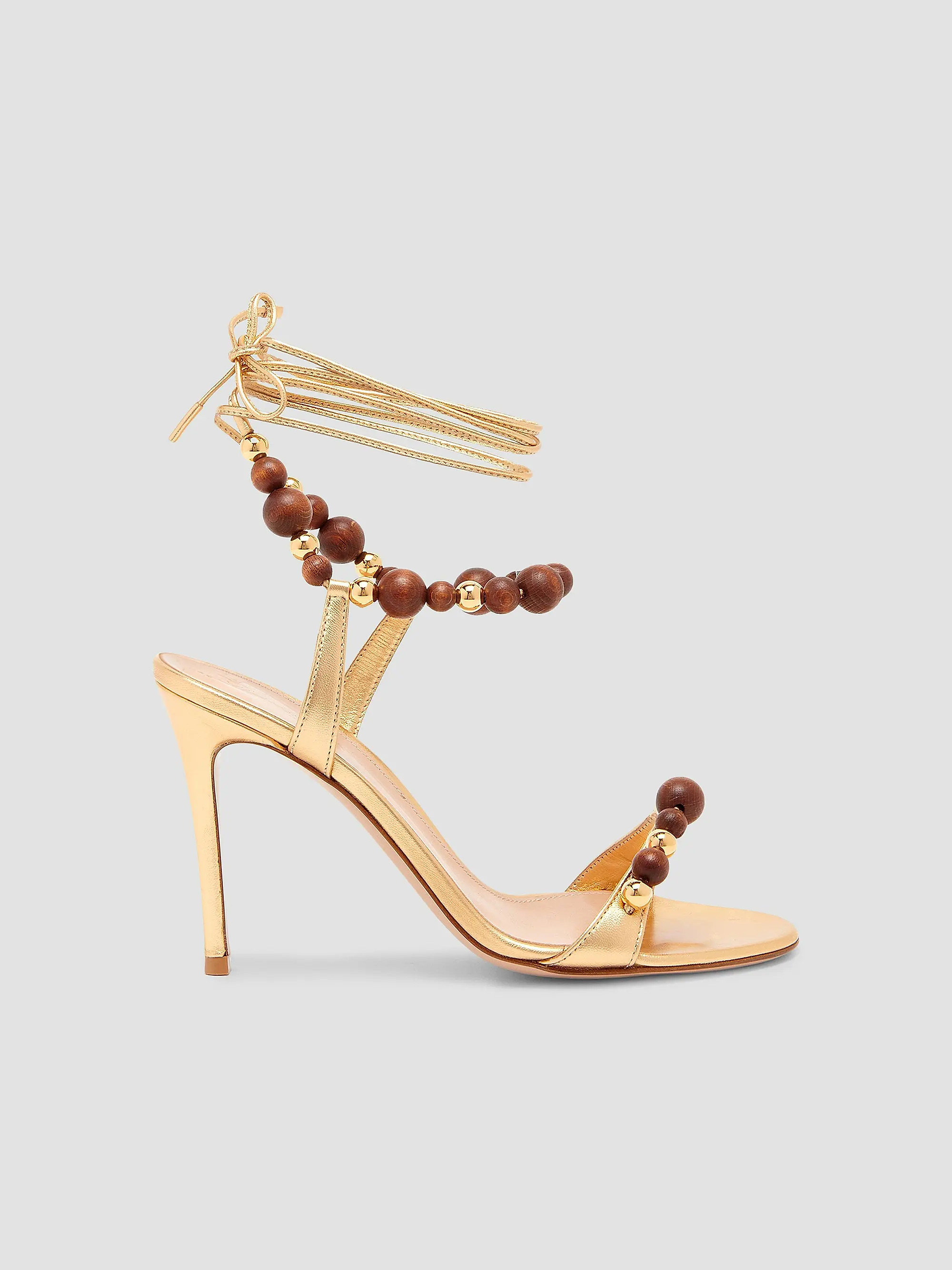 Gianvito Rossi 95MM Beaded Leather Sandals | Saks Fifth Avenue | Saks Fifth Avenue