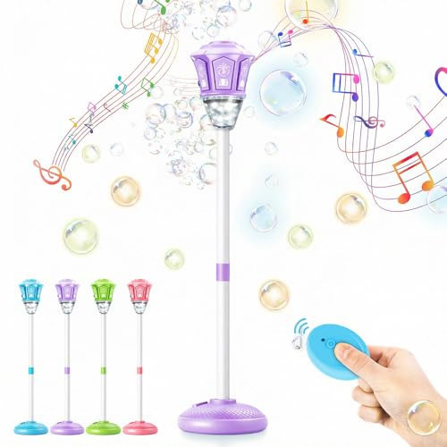 Automatic Bubble Machine, 2026 New Standing Bubble Machine with Lights & Music, Adjustable Height Bubble Maker Bubble Blower, Bubble Machine for Birthday Wedding Parties Outdoor (Purple) | Amazon (US)