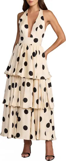 Halter Neck Polka Dot Ruffle Maxi Dress | Nordstrom
