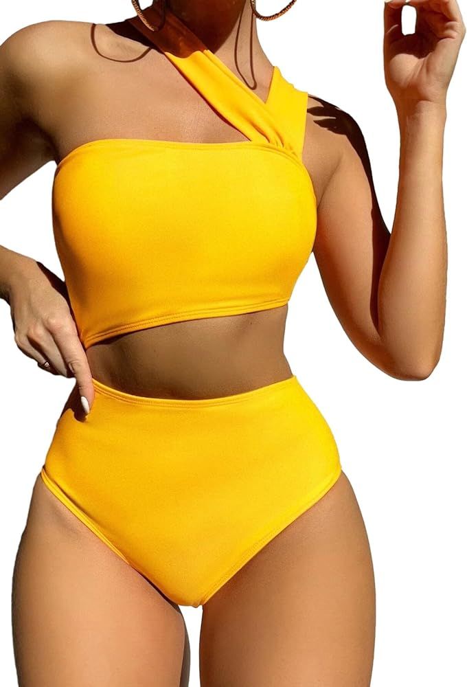 Lilosy Lace Up Open Back Cutout One Piece Swimsuit Cheeky String Tie Side Bathing Suit | Amazon (US)