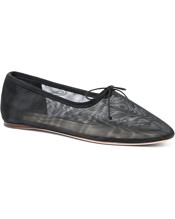 UBWDU Mesh Ballet Flats for Women Round Closed Toe Mary Jane Flats Ballerina Shoes with Bow | Amazon (US)