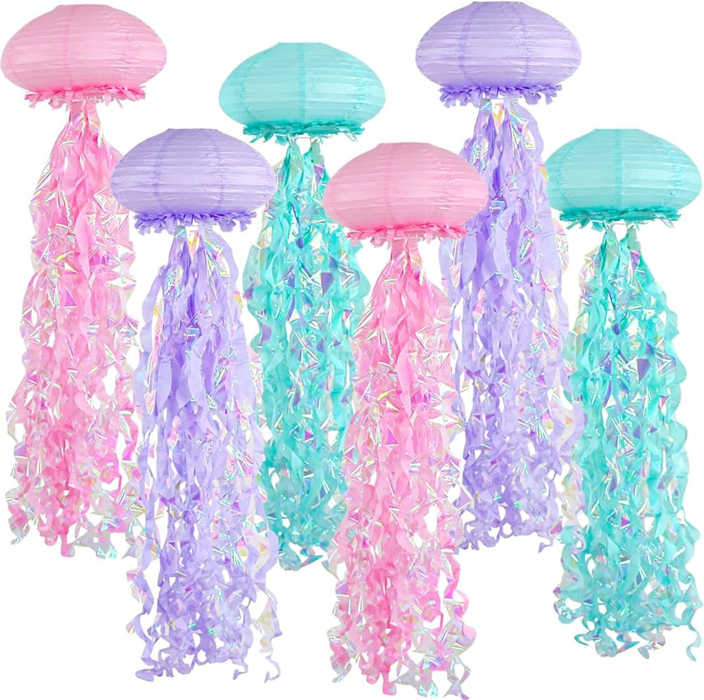 ADLKGG Jellyfish Paper Lanterns, Under The Sea Party Decorations, 6pcs Hanging Jelly Fish for Mer... | Amazon (US)