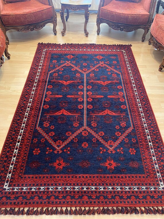 Afghan Red Rug  Woven Rug Runner Rug Bukhara Oriental Red - Etsy | Etsy (US)