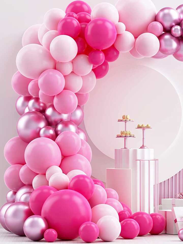 126Pcs Hot Pink Metallic Pink Balloons Garland Arch Kit for Engagement Wedding Birthday Baby Show... | SHEIN