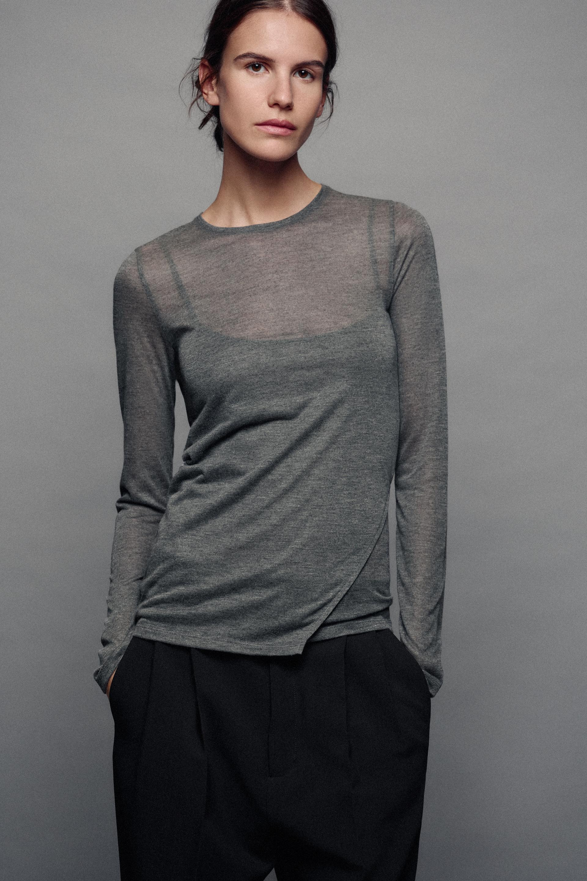 Zara - Double Layer T-Shirt - Black - L - Woman | Zara US