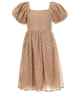 Allison & Kelly Big Girls 7-16 Puffed-Sleeve Foiled-Clip-Dot Fit-And-Flare Dress | Dillard's | Dillard's