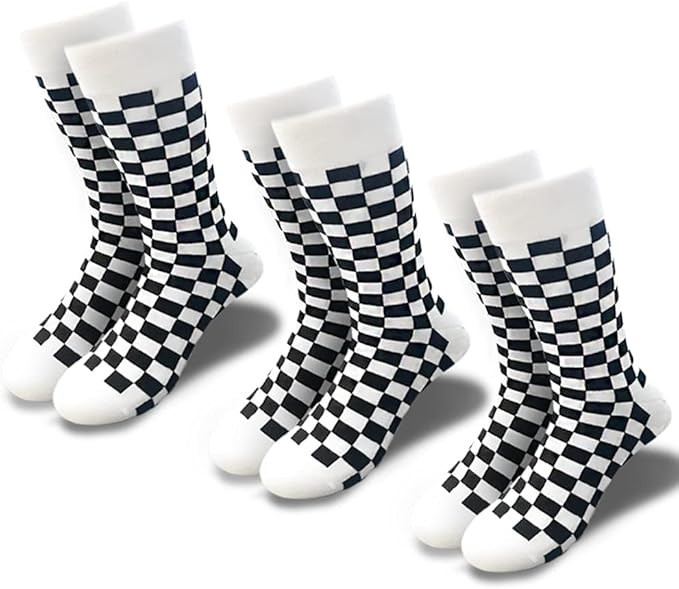 3pk Men's Novelty Checker Crew Socks Sizes 6-12 - Stylish Quality Fit for Skateboard, Nights Out,... | Amazon (US)