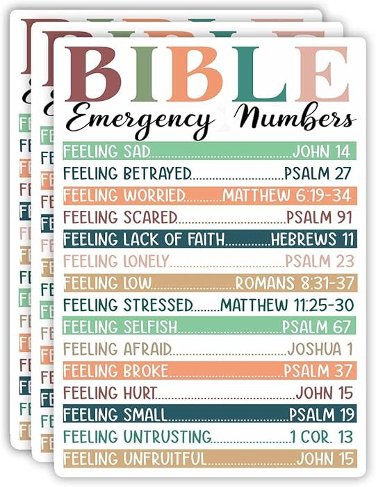 (3Pcs) Bible Emergency Numbers Christian Sticker Inspirational Quotes Bible Verse Jesus Vinyl Dec... | Amazon (US)