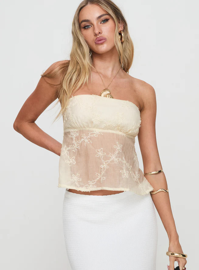 Quinnie Strapless Top Cream | Princess Polly US