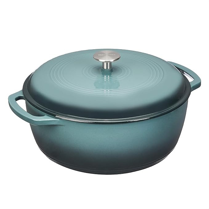 Amazon Basics Enameled Cast Iron Round Dutch Oven Pot with Lid and Dual Handles, Heavy-Duty & Lar... | Amazon (US)