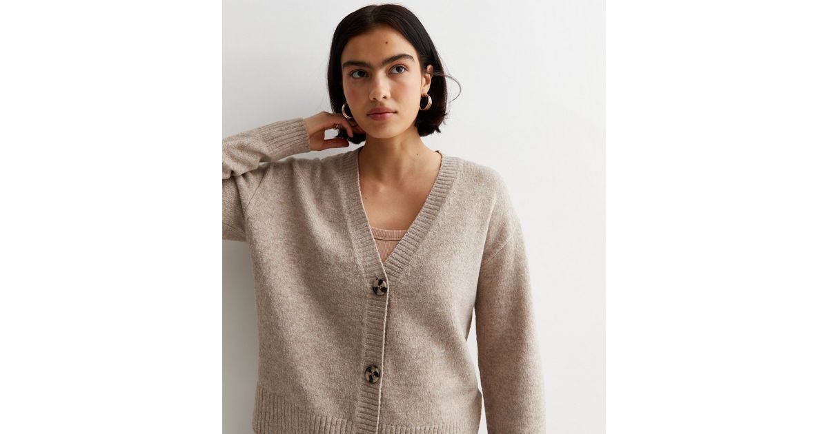 Mink Knit Button Front Cardigan | New Look | New Look (UK)