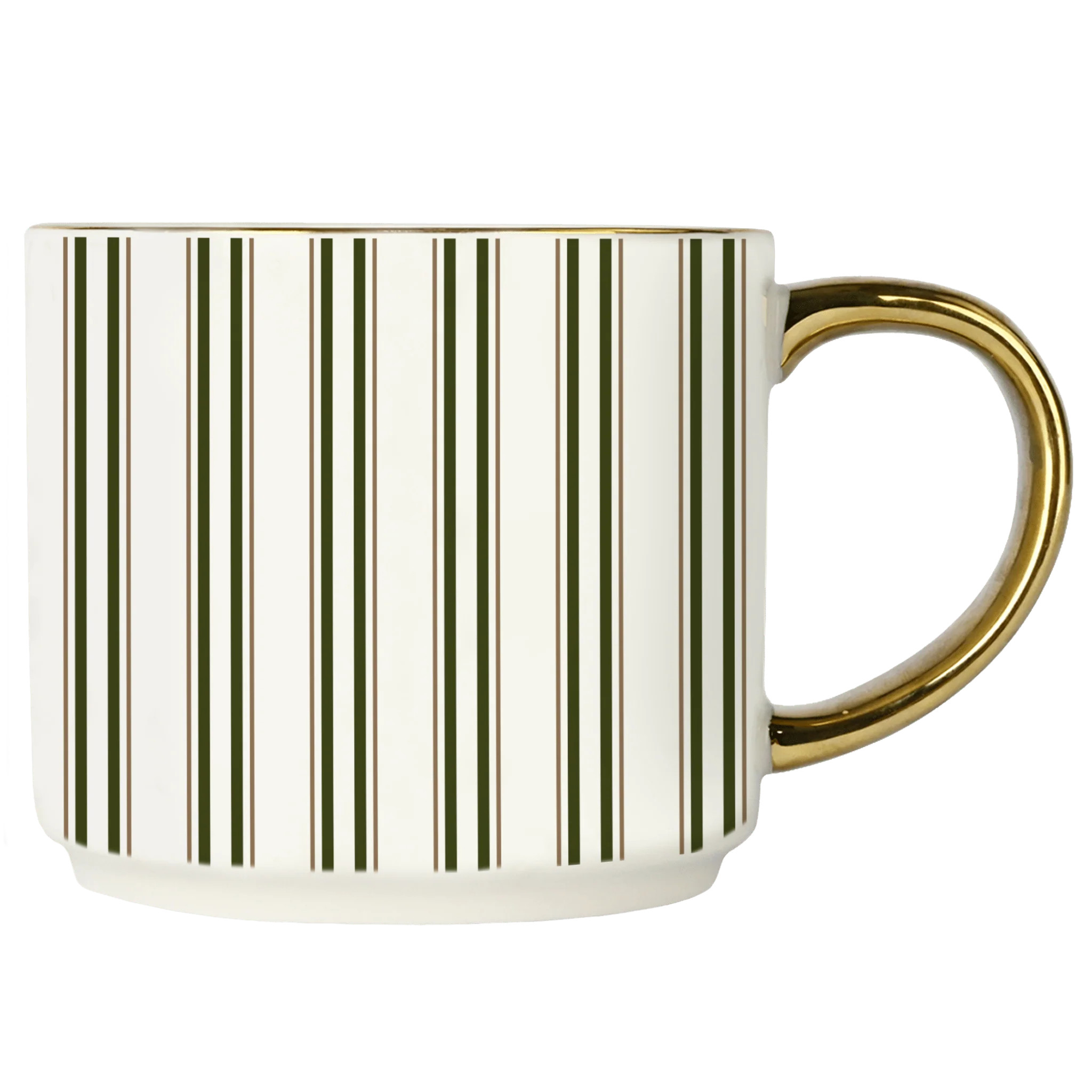 Green Stripe 14oz. Coffee Mug | Elegant Mugs for Christmas | Sweet Water Decor, LLC