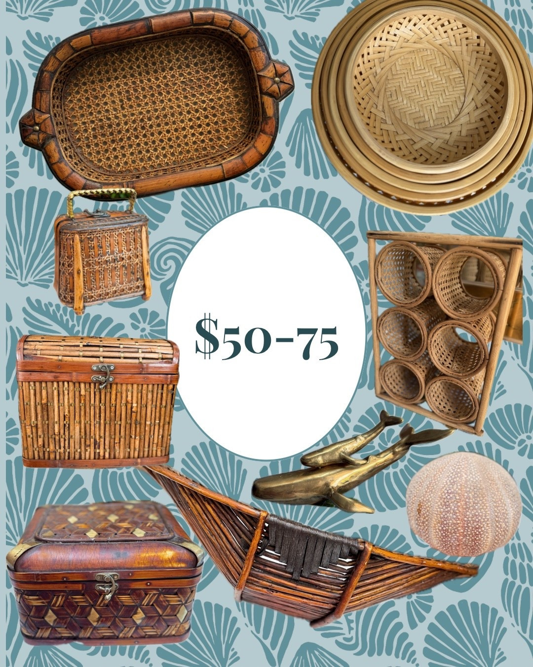 Neutral coastal vintage home decor from Etsy - all under $75! Shells, scallops, made in Italy and Portugal finds, Fitz and Floyd, boho chic Mid Century, burnt bamboo, brass shell, Italian box, gift for him

#LTKFindsUnder50 #LTKHome #LTKSeasonal