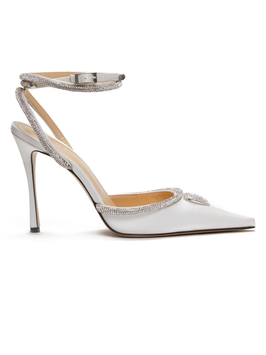 Crystal Heart 110 Satin Ankle-Strap Pumps | Saks Fifth Avenue