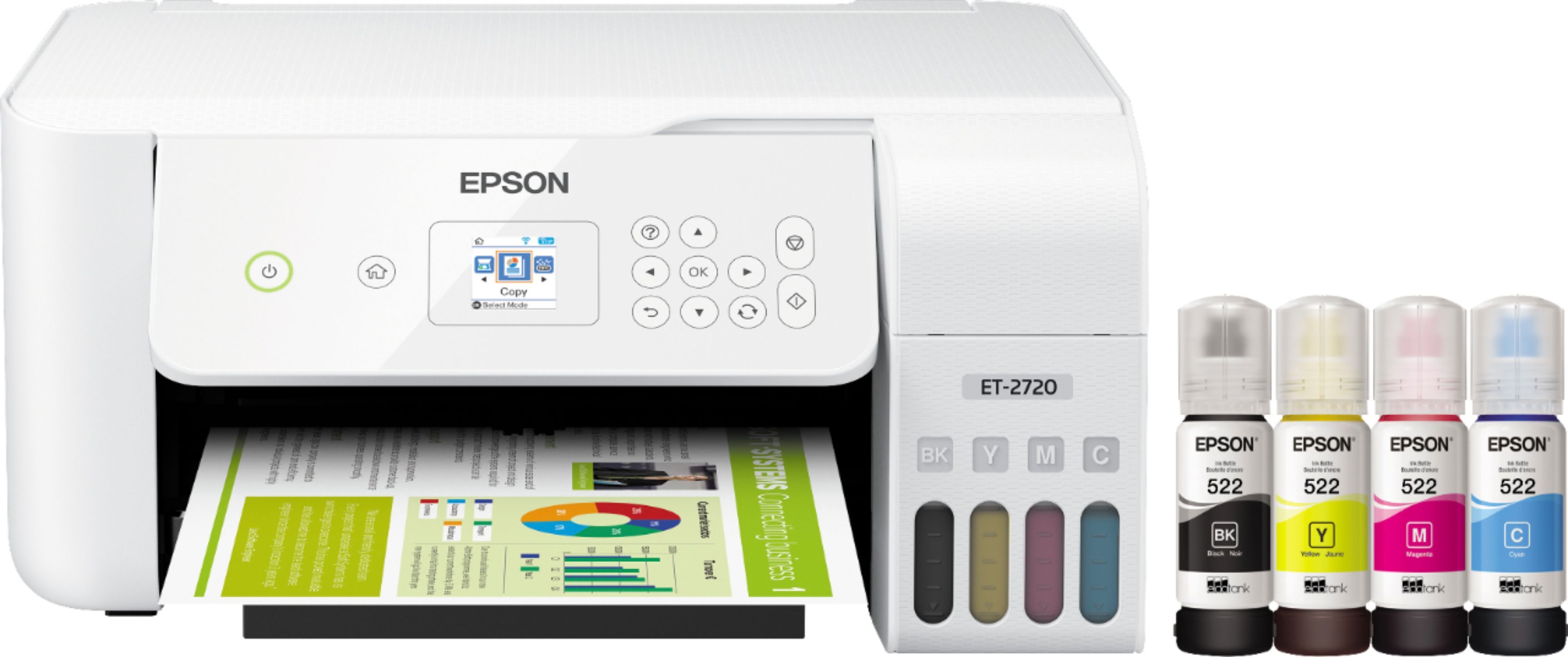 Epson EcoTank ET-2720 Wireless All-In-One Inkjet Printer White ECOTANK ET-2720 PRINTER C11CH4 - B... | Best Buy U.S.