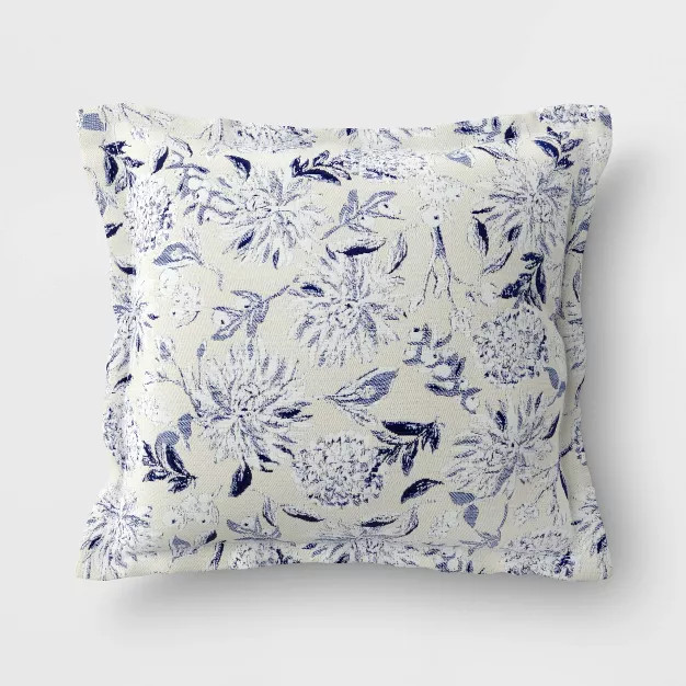 DuraSeason Fabric™ Woven Deep Seat Pillow Back Floral Shallow Blue - Threshold™ | Target