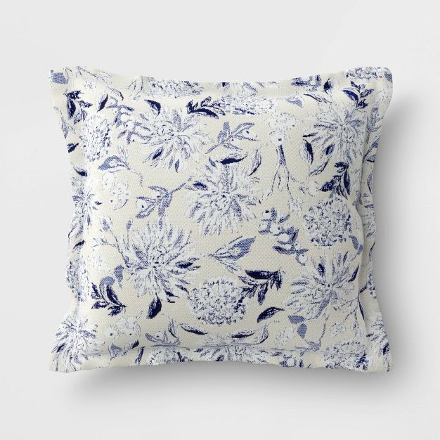 DuraSeason Fabric™ Woven Deep Seat Pillow Back Floral Shallow Blue - Threshold™ | Target