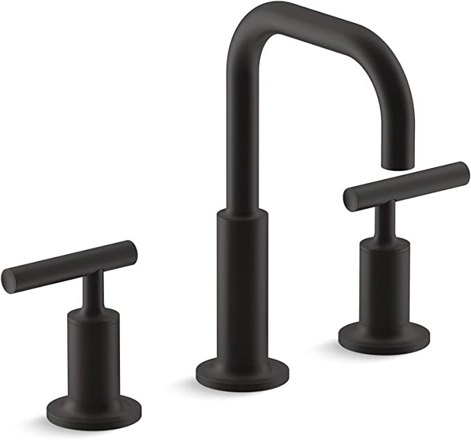 Kohler 14406-4-BL Purist Lavatory Bathroom Faucet, Widespread Sink Low Lever Handles and Low Goos... | Amazon (US)