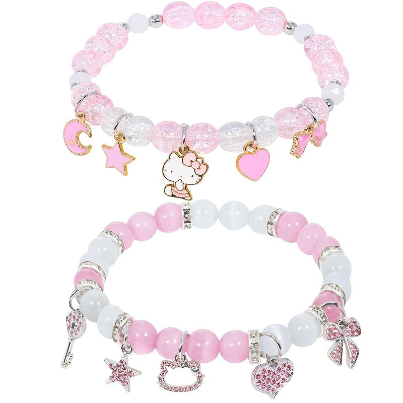 Cute Kitty Bracelet Stuff Crystal Bead Elastic Friendship Bracelets kawaii stuff bff bracelets fo... | Amazon (US)