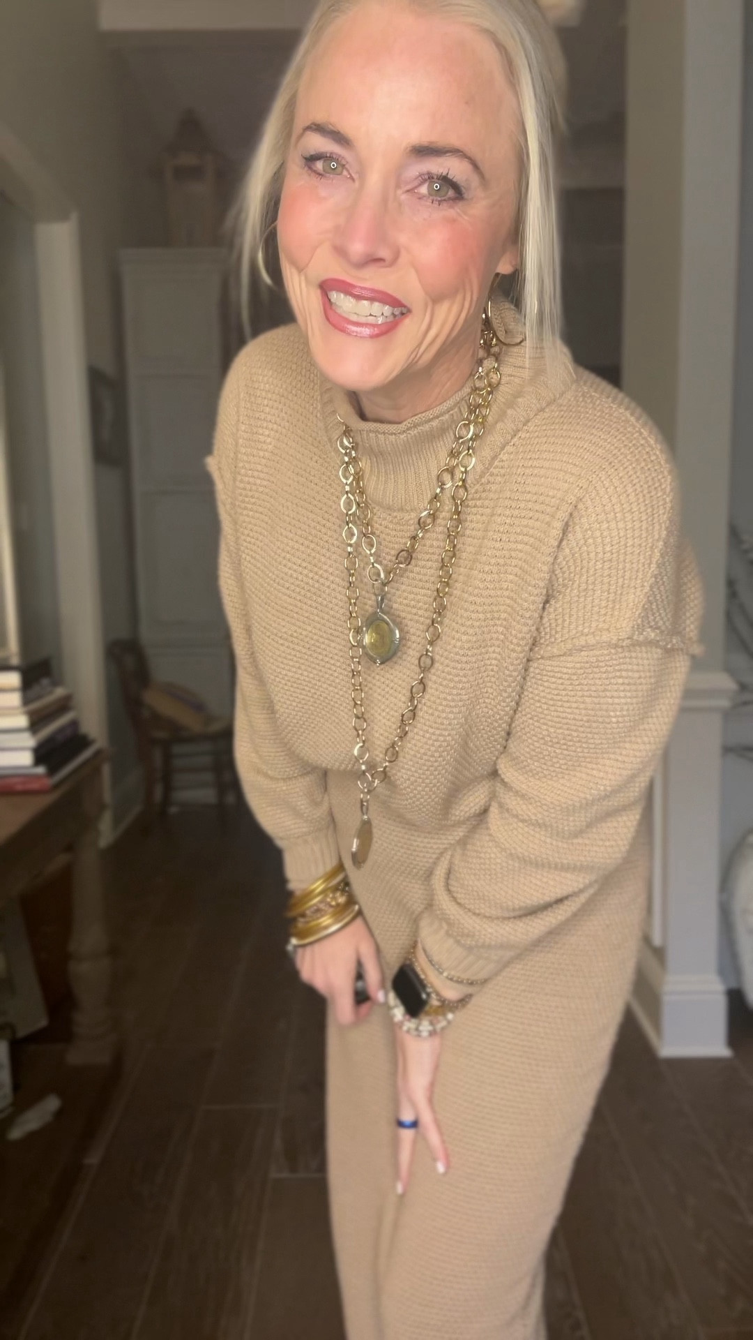 True story. This FP look for less of the Hailee Sweater Skirt Set from Amazon is so TOP NOTCH that when I walked into the FP store, the sales associate literally said, “Oh I love the way our Hailee looks on you!” 🤯 The fit is very similar to the real deal and so is the material. The color is a little different, but this one won’t show dirt or stains as easily as the one from FP. This one doesn’t run as big as the FP one, so if you’re not into the really oversized fit, this would also be a good choice for you. It comes in sizes S-XL, and I’m in a medium in the color khaki. I’m wearing my taupe suede knee boots from Target, brown fleece-lined sheer looking tights from Amazon for the added warmth needed in February. I finished the look off with my everyday gold jewelry and watch band from Amazon, my personalized bracelet stack from Etsy and my favorite pieces from Jennifer Ponson Designs.

I am unable to link the gorgeous hand-crafted Jennifer Ponson Italian Treasures Coin jewelry, but I do have a link and discount code if you’d like me to send it your way  

#LTKsalealert #LTKmidsize #LTKover40