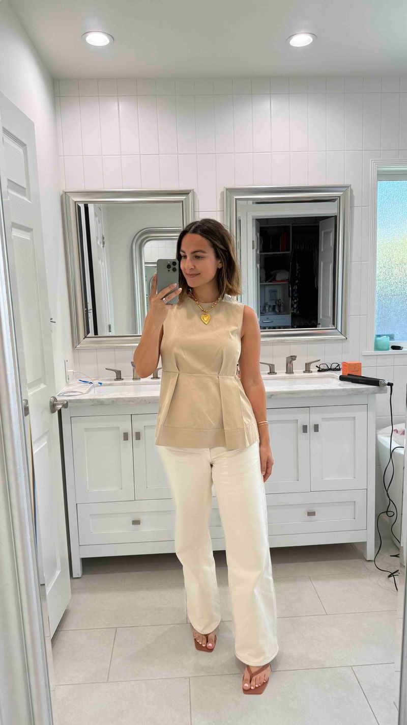 An easy, elevated outfit featuring my favorite ecru jeans for summer! This is a perfect look for happy hour, working meetings, or dinner with friends!  

 #LTKootd #LTKSeasonal