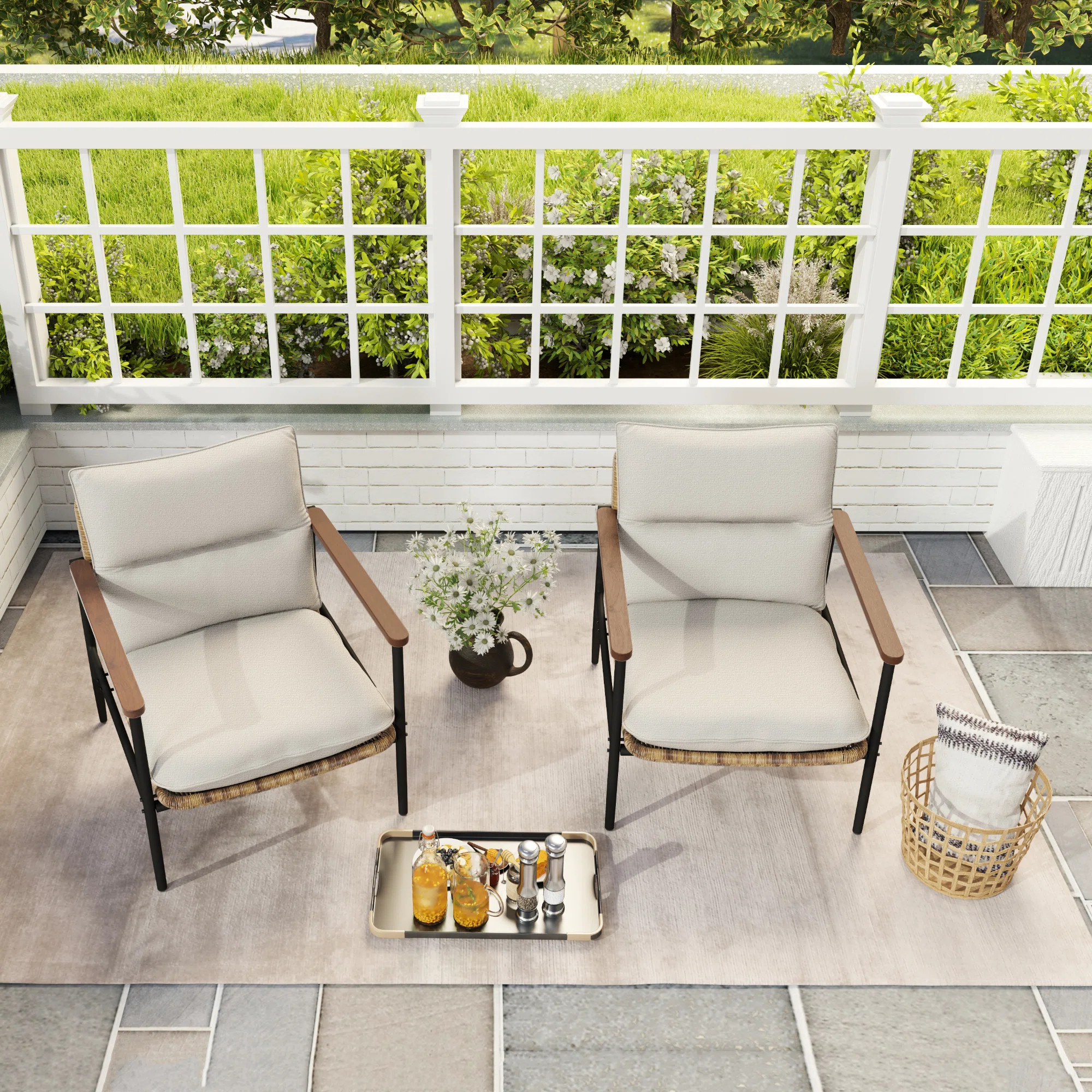 Ebern Designs Darrel Aluminum Wicker Outdoor Lounge Chairs (Set of 2) | Wayfair | Wayfair North America