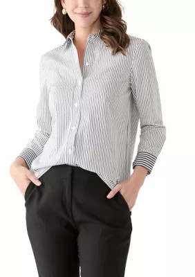 Anne Klein Women's Long Sleeve Stripe Button Down Shirt, Medium | Belk