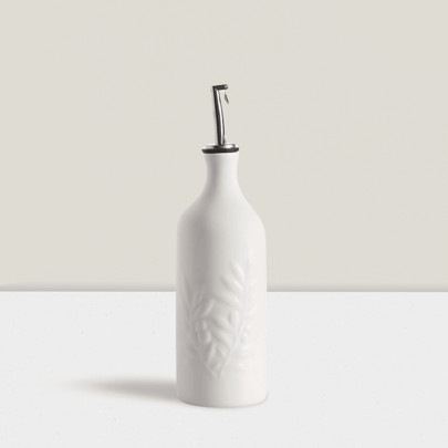 20oz Ceramic Olive Oil Dispenser Bottle – Opaque Relief Design To Reduce Oxidation, Ideal For Oil, Vinegar, Soy Sauce, Coffee Syrup, And Liquids, Whit | SHEIN