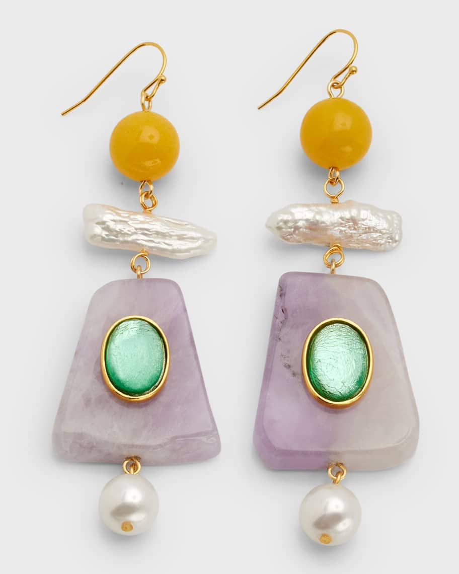 Ben-Amun Multi-Stone and Freshwater Pearl Drop Earrings | Neiman Marcus