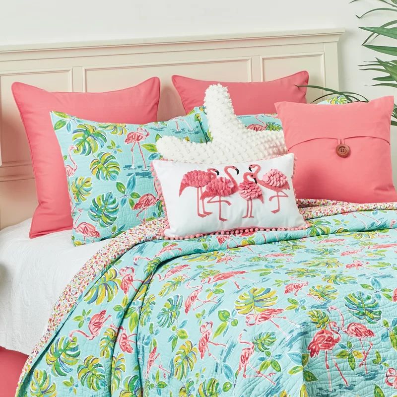 Huntleigh Flamingo Garden Reversible Quilt Set | Wayfair North America