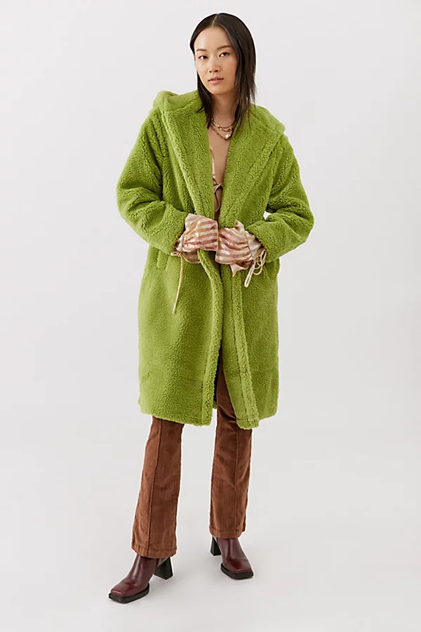 APPARIS Mia Hooded Faux Shearling Coat | Urban Outfitters (US and RoW)
