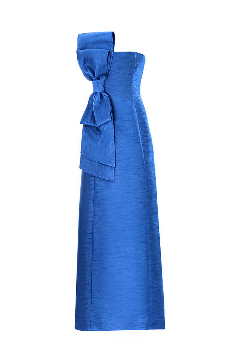 ROYAL BLUE SHANTUNG BOW GOWN | Monika Dimova | CULT MIA | CULT MIA UK LTD