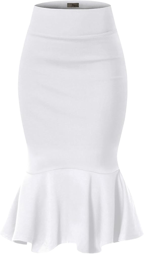 Hybrid & Company Womens Premium Nylon Ponte Stretch Office Fishtail Pencil Skirt High Waist Made ... | Amazon (US)